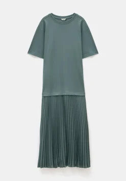 hush Jeans|Dresses|Esme Short Sleeve Pleated Midi Dress Sage Green