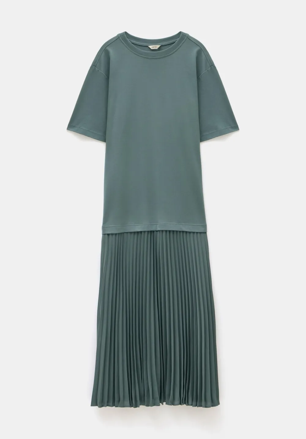 hush Jeans|Dresses|Esme Short Sleeve Pleated Midi Dress Sage Green