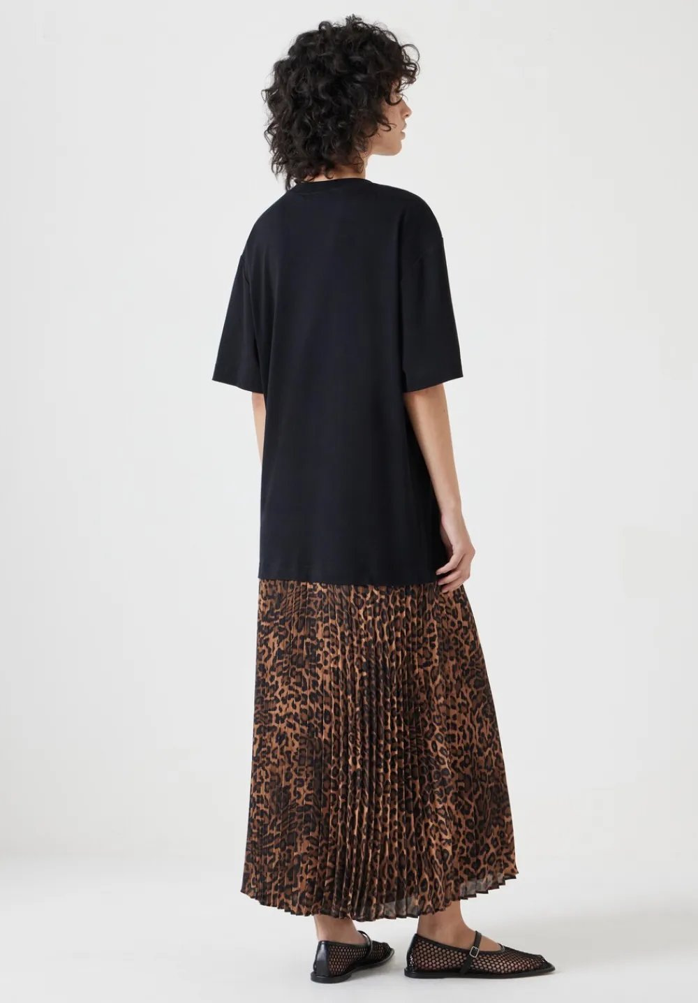 hush Jeans|Dresses|Esme Short Sleeve Pleated Midi Dress Brown Leopard Print