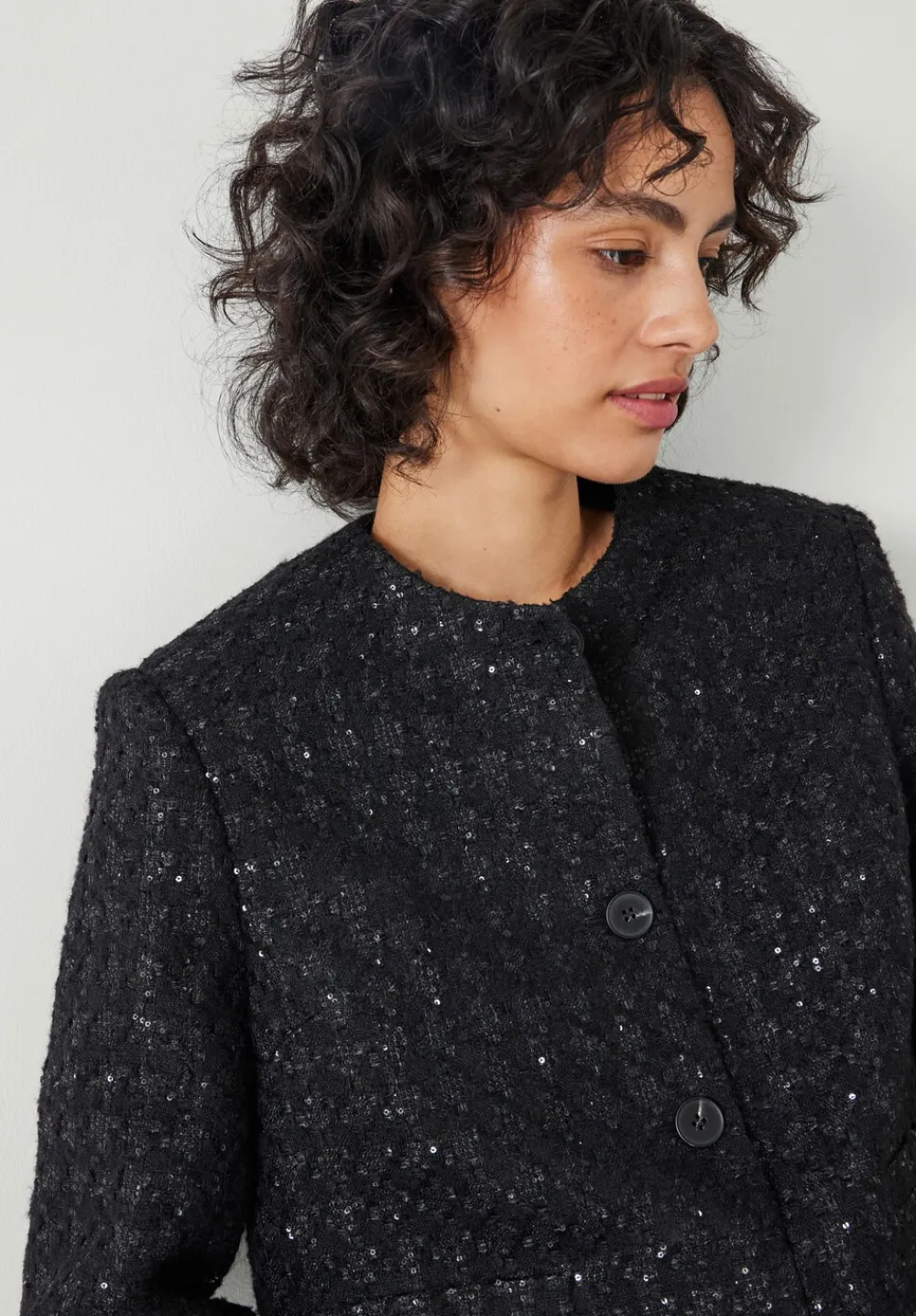 hush Jackets & Coats|Ester Sequin Boucle Jacket Black