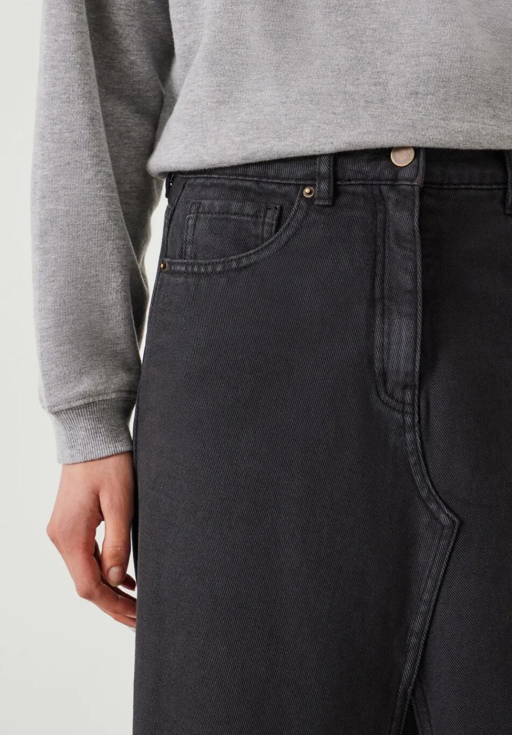 hush Skirts|Eva Denim Maxi Skirt Dark Grey