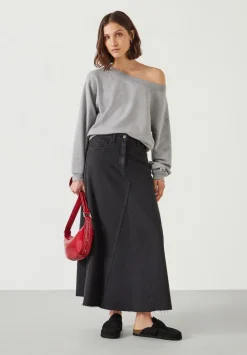 hush Skirts|Eva Denim Maxi Skirt Dark Grey