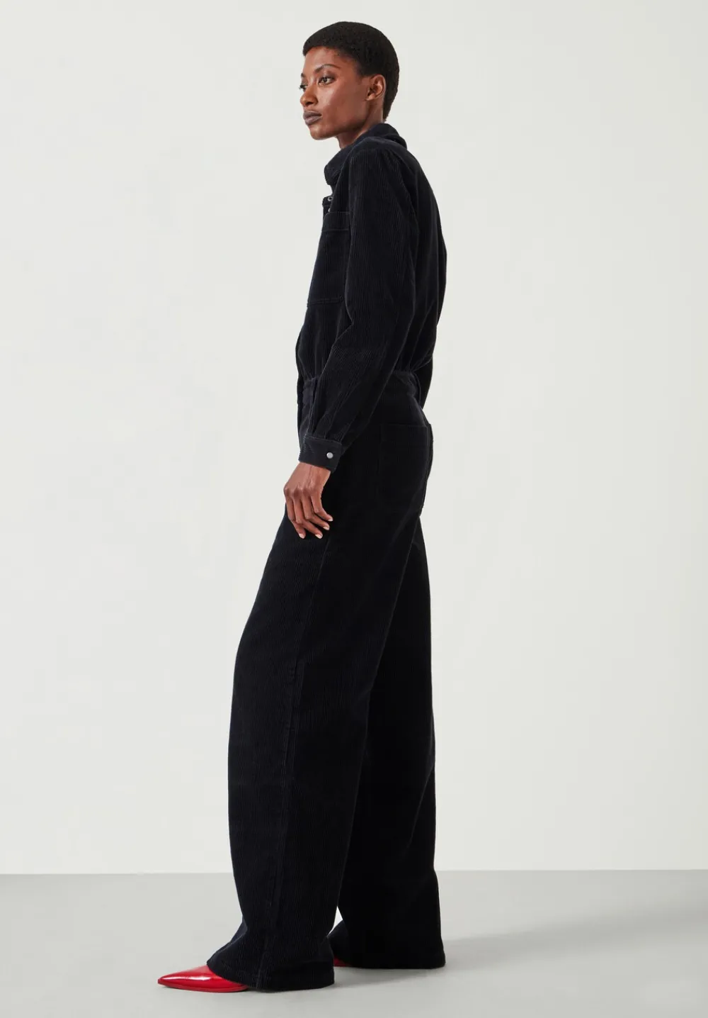 hush Jumpsuits|Evelyn Cord Jumpsuit Black