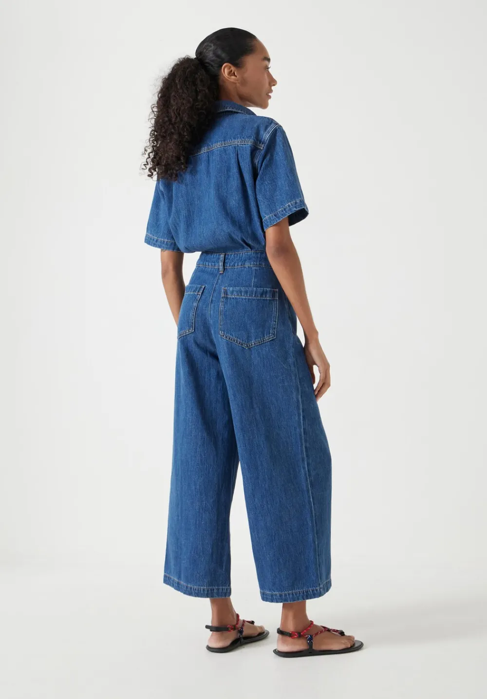 hush Jumpsuits|Dresses|Evelyn Short Sleeve Denim Jumpsuit Mid Blue Authentic