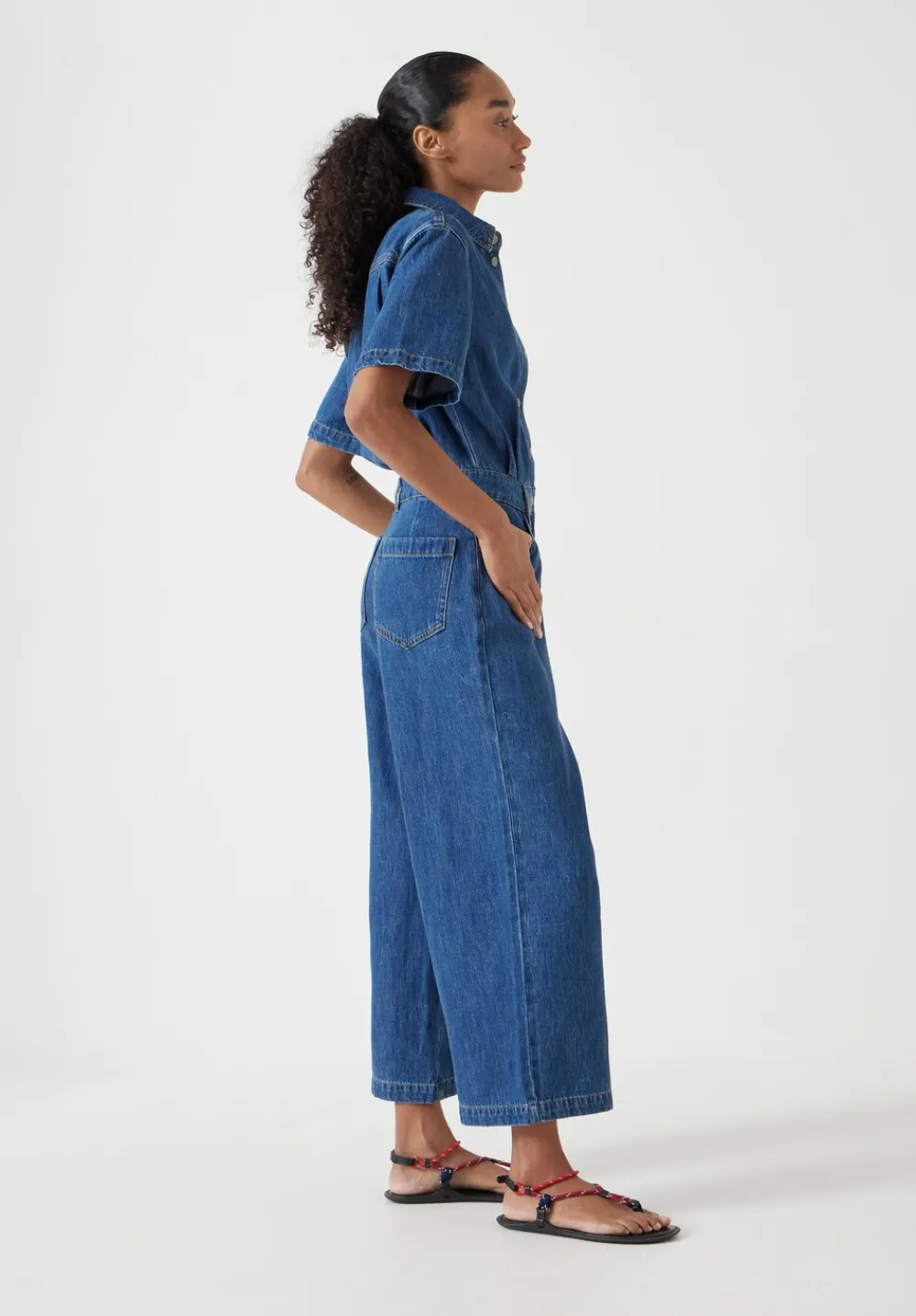 hush Jumpsuits|Dresses|Evelyn Short Sleeve Denim Jumpsuit Mid Blue Authentic