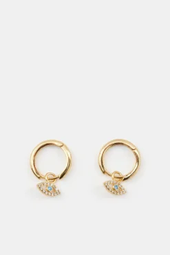 hush Jewellery|Evil Eye Hoop Earrings Gold/Blue