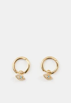 hush Jewellery|Evil Eye Hoop Earrings Gold/Blue