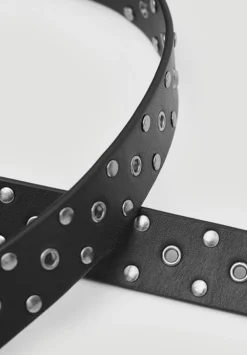 hush Belts|Eyelet Leather Belt Black