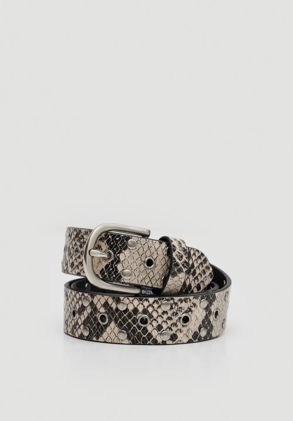 hush Belts|Eyelet Leather Belt Ecru/Black snake