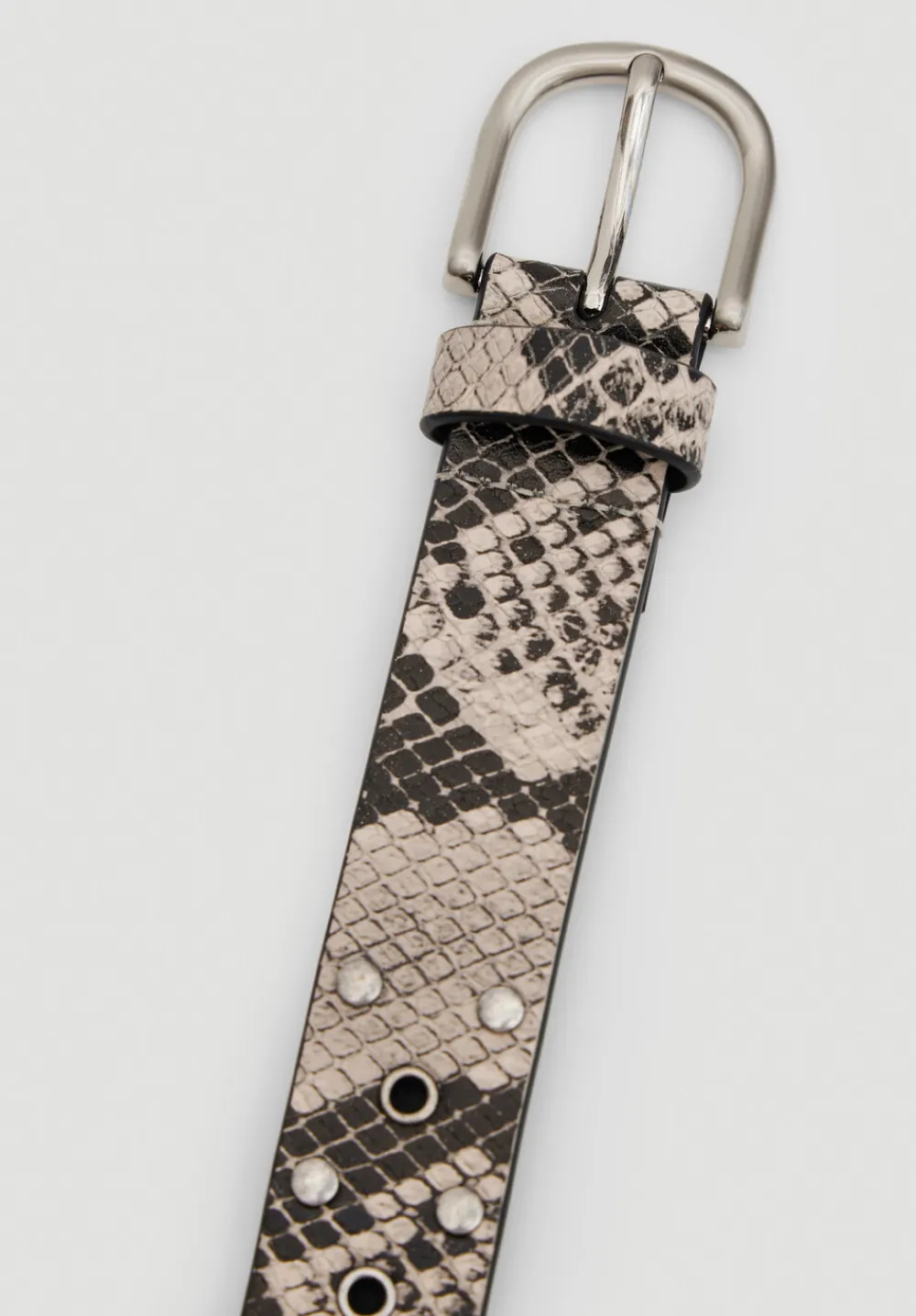 hush Belts|Eyelet Leather Belt Ecru/Black snake