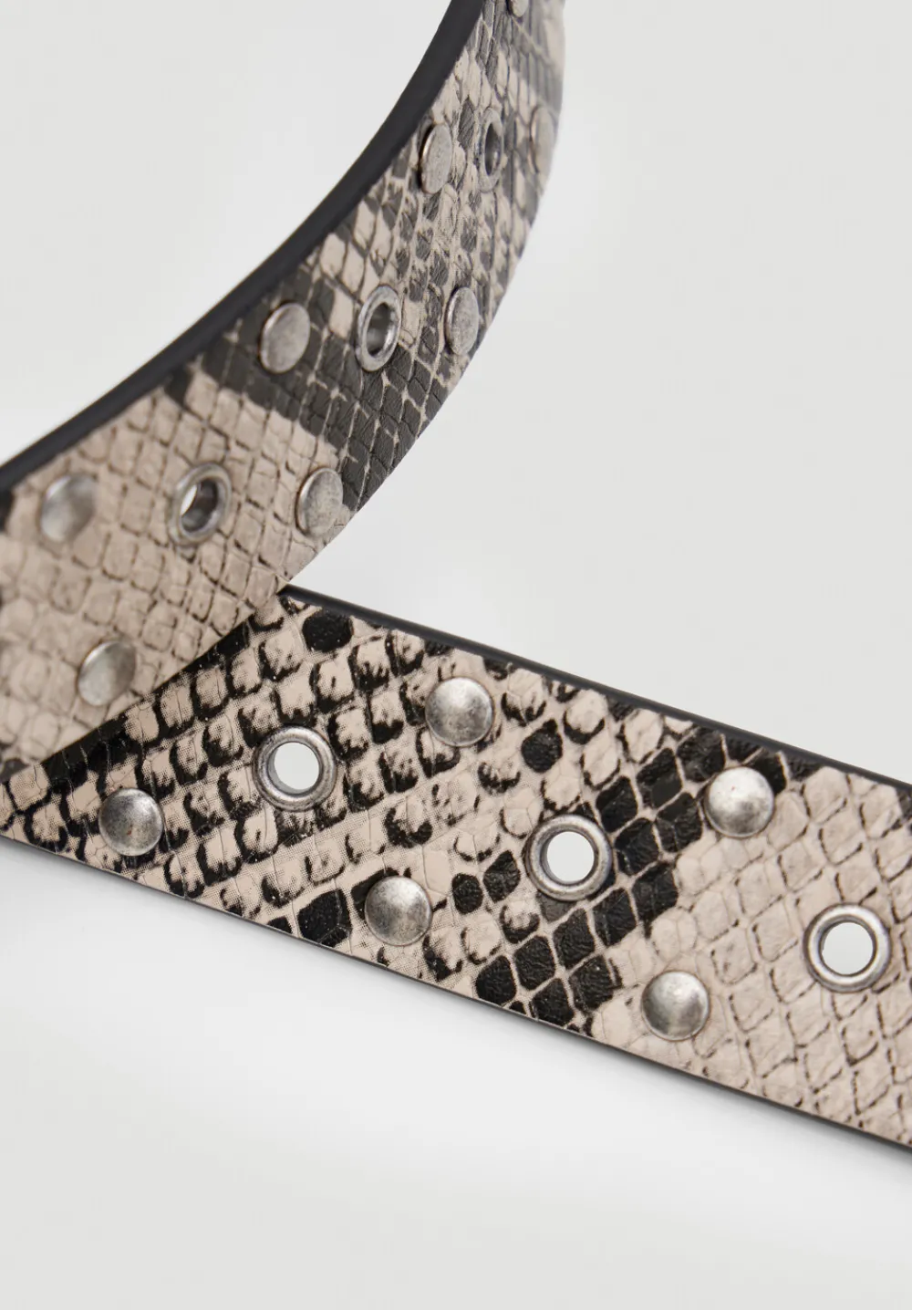 hush Belts|Eyelet Leather Belt Ecru/Black snake