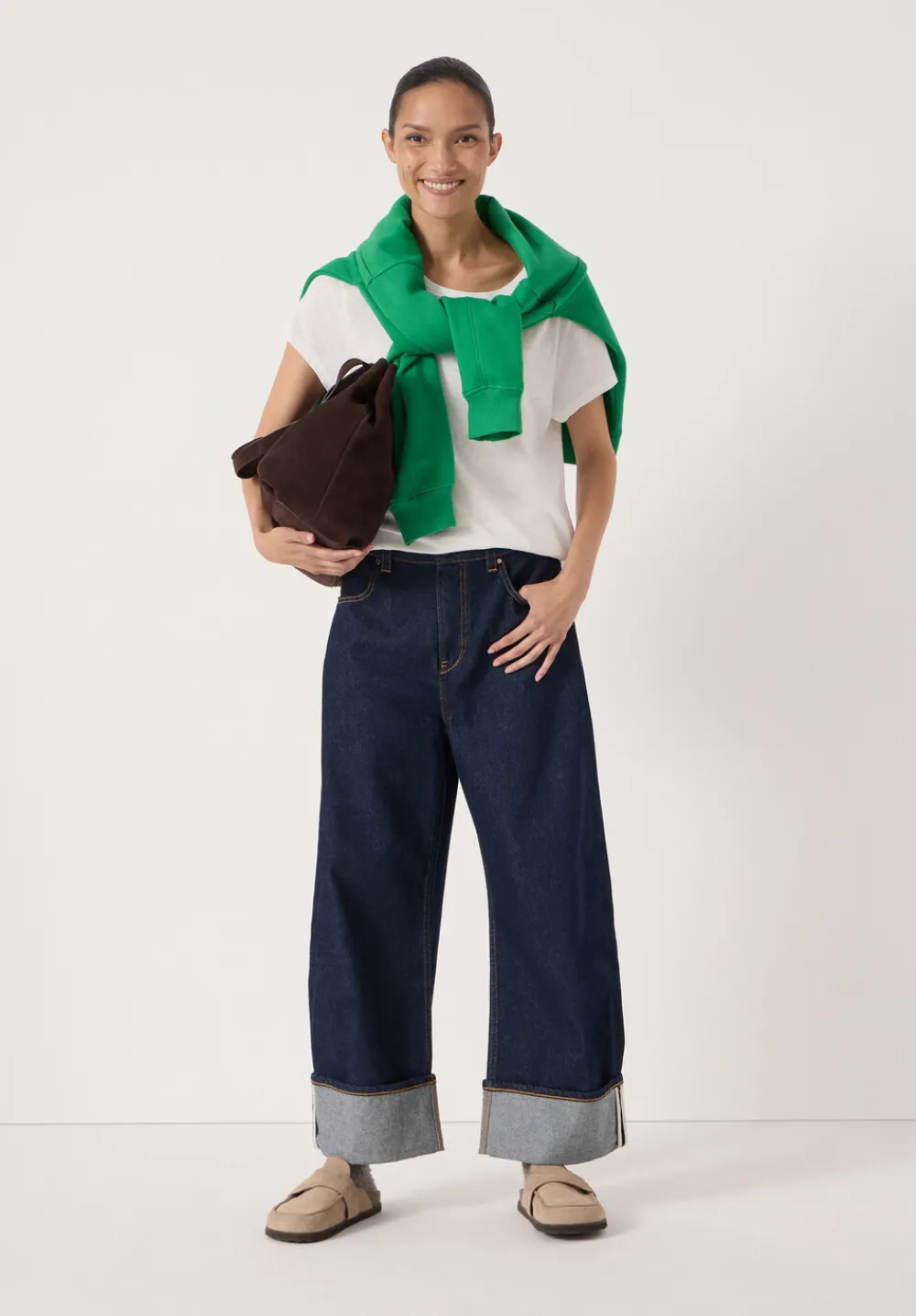 hush Jeans|Faith Turn Up Barrel Leg Jeans Rinse wash