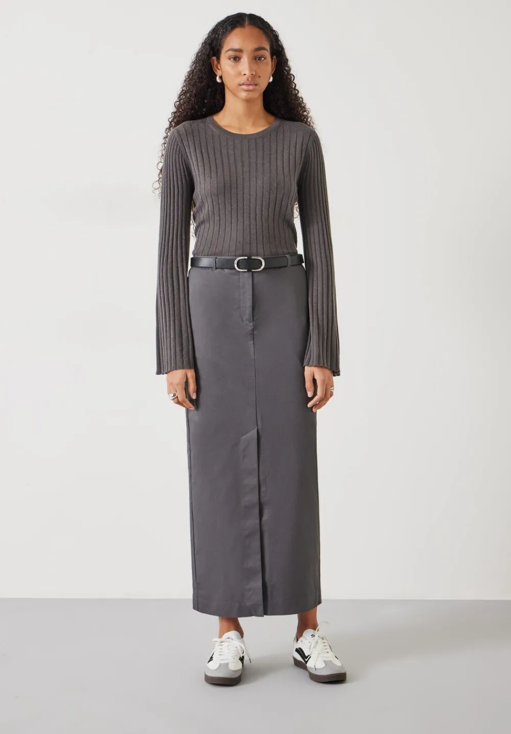 hush Skirts|Farrah Column Maxi Skirt Grey