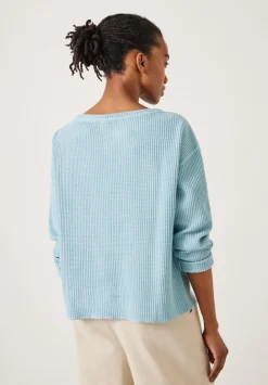 hush Sweatshirts & Hoodies|Faye Textured Waffle Top Dusty Blue