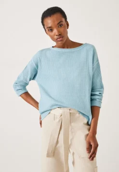 hush Sweatshirts & Hoodies|Faye Textured Waffle Top Dusty Blue