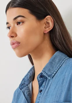 hush Jewellery|Fern Twist Enamel Huggie Earrings Pink