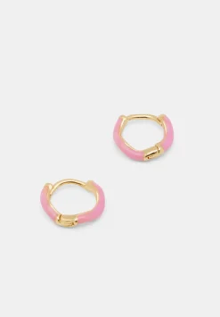 hush Jewellery|Fern Twist Enamel Huggie Earrings Pink