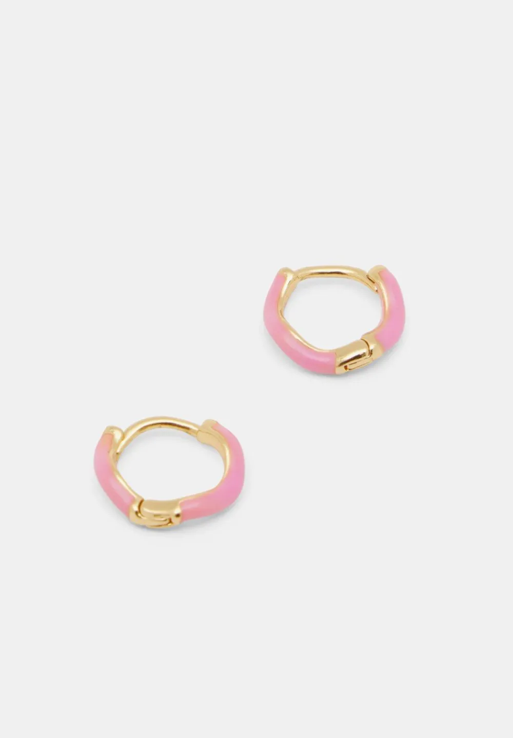 hush Jewellery|Fern Twist Enamel Huggie Earrings Pink