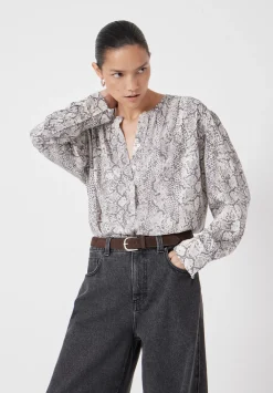hush Shirts & Blouses|Fernanda Snake Printed Blouse Natural Snake Grey
