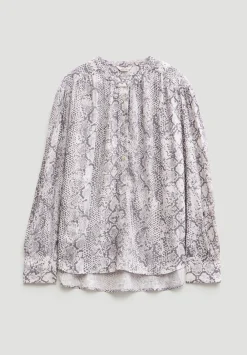 hush Shirts & Blouses|Fernanda Snake Printed Blouse Natural Snake Grey