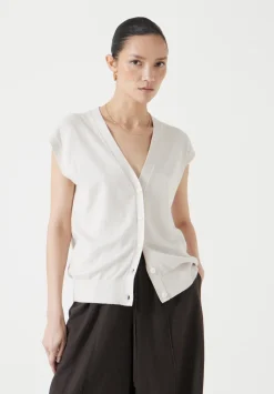 hush Tops & T-Shirts|Jumpers & Cardigans|Fine Knit Button Front Vest Top Off White