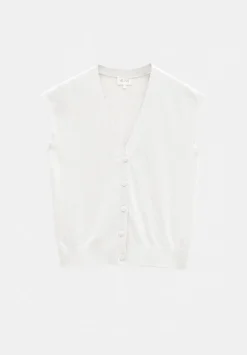 hush Tops & T-Shirts|Jumpers & Cardigans|Fine Knit Button Front Vest Top Off White