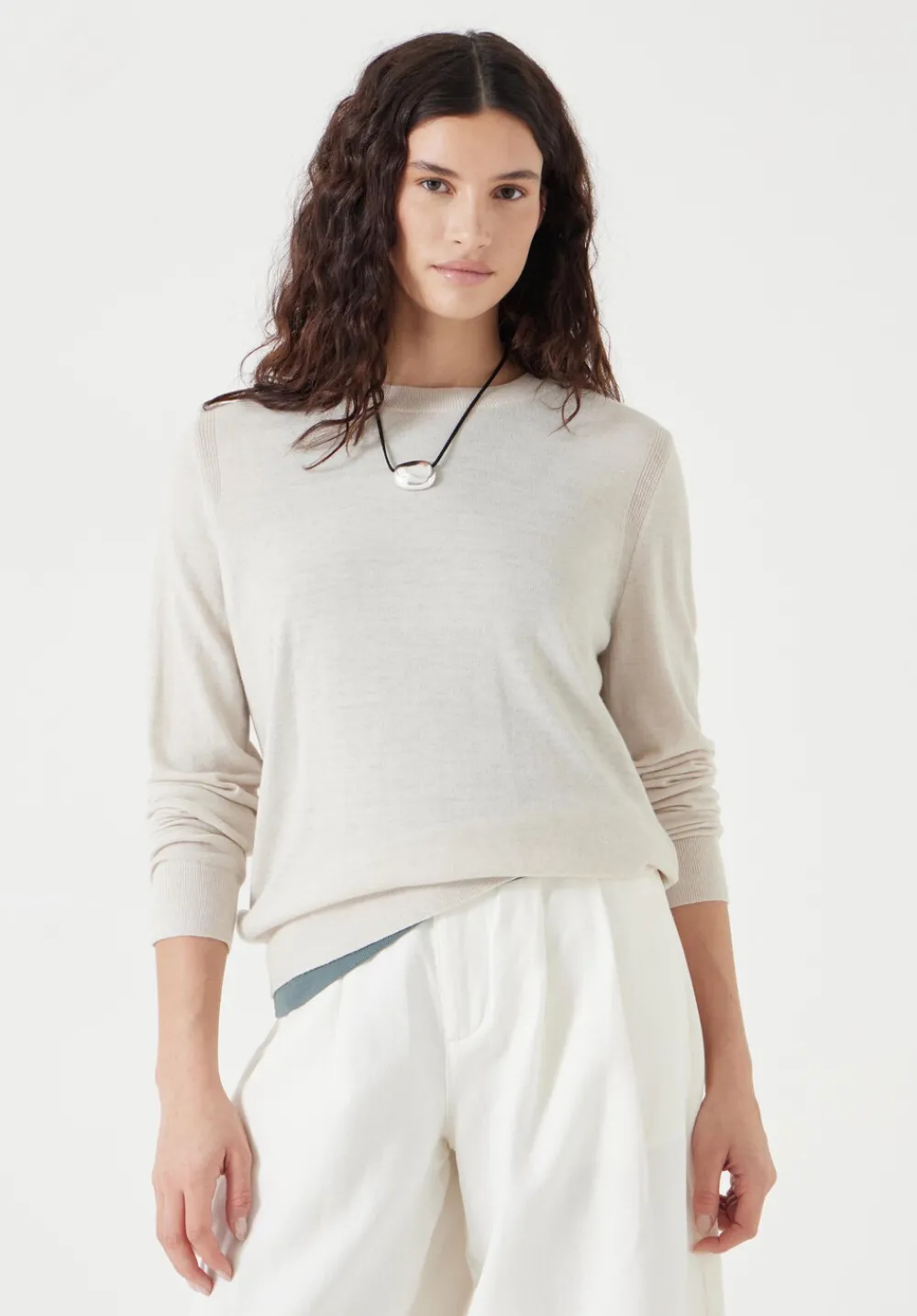 hush Jumpers & Cardigans|Fine Knit Wool Blend Jumper OATMEAL MARL