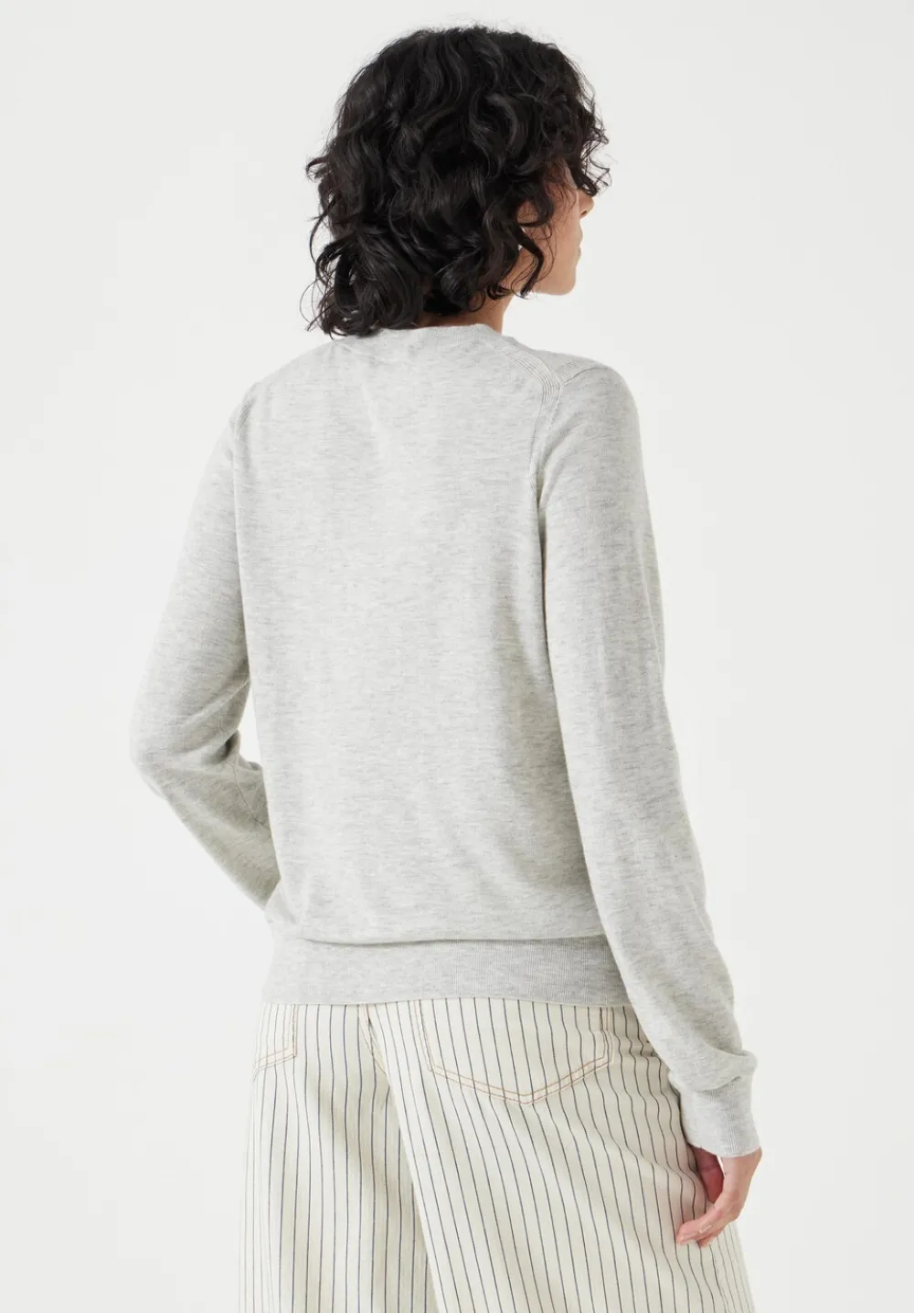 hush Jumpers & Cardigans|Fine Knit Wool Blend Jumper Light Grey Marl