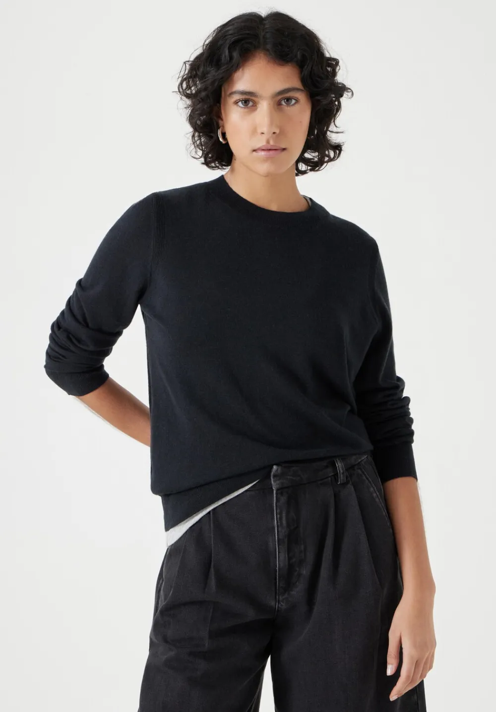 hush Jumpers & Cardigans|Fine Knit Wool Blend Jumper Black