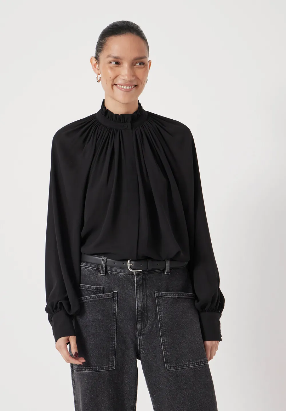 hush Shirts & Blouses|Fleur Floaty Chiffon Blouse Black
