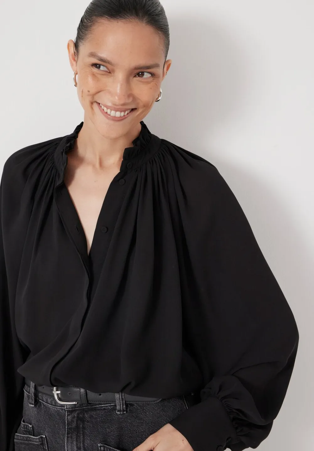 hush Shirts & Blouses|Fleur Floaty Chiffon Blouse Black