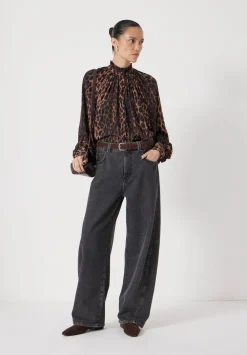 hush Shirts & Blouses|Fleur Floaty Chiffon Blouse Natural Leopard Brown