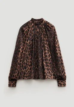 hush Shirts & Blouses|Fleur Floaty Chiffon Blouse Natural Leopard Brown