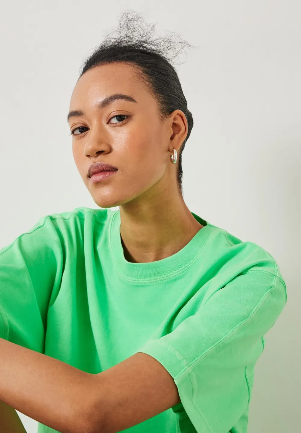 hush Tops & T-Shirts|Flo Oversized Cotton T-Shirt Poison Green