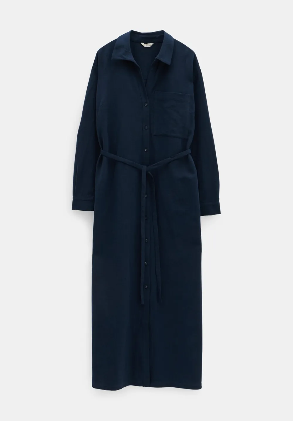 hush Dresses|Florence Maxi Shirt Dress With Linen Midnight Navy