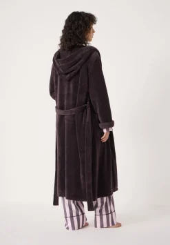 hush Pyjamas & Nightwear|Fluffy Hooded Dressing Gown Plum Purple