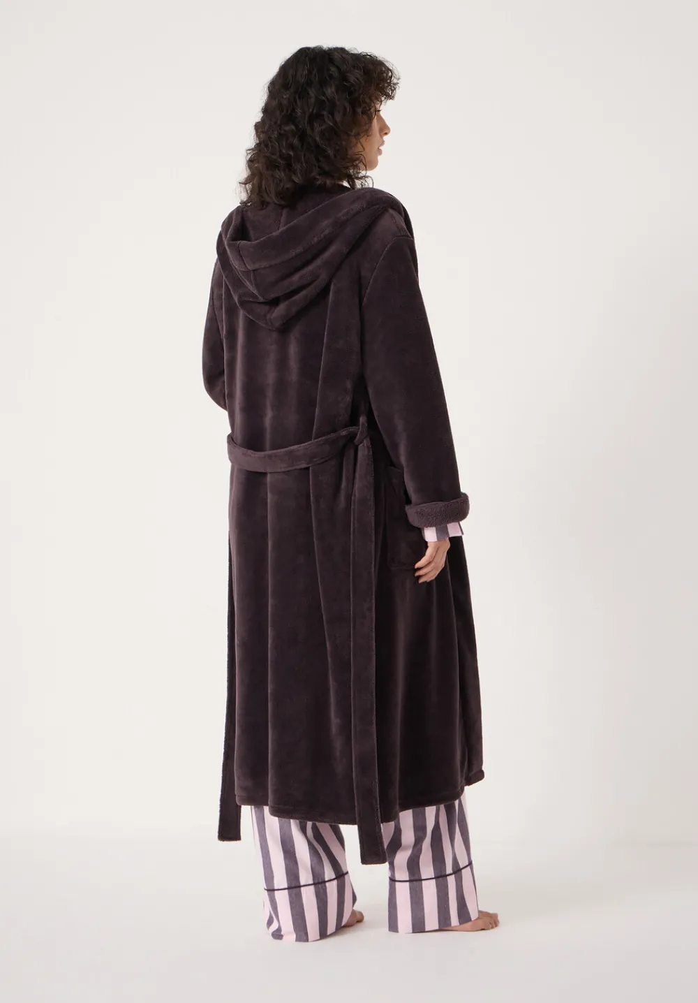 hush Pyjamas & Nightwear|Fluffy Hooded Dressing Gown Plum Purple