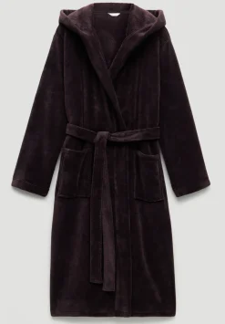 hush Pyjamas & Nightwear|Fluffy Hooded Dressing Gown Plum Purple