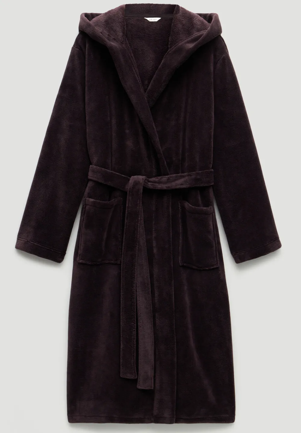 hush Pyjamas & Nightwear|Fluffy Hooded Dressing Gown Plum Purple