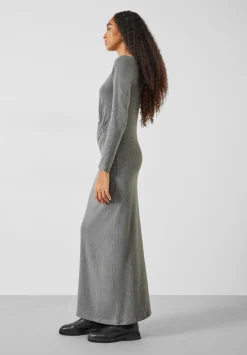 hush Dresses|Frankie Gather Maxi Dress Charcoal Marl