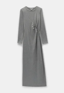hush Dresses|Frankie Gather Maxi Dress Charcoal Marl