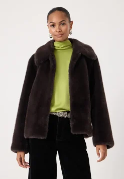 hush Jackets & Coats|Freya Faux Fur Coat Chocolate brown
