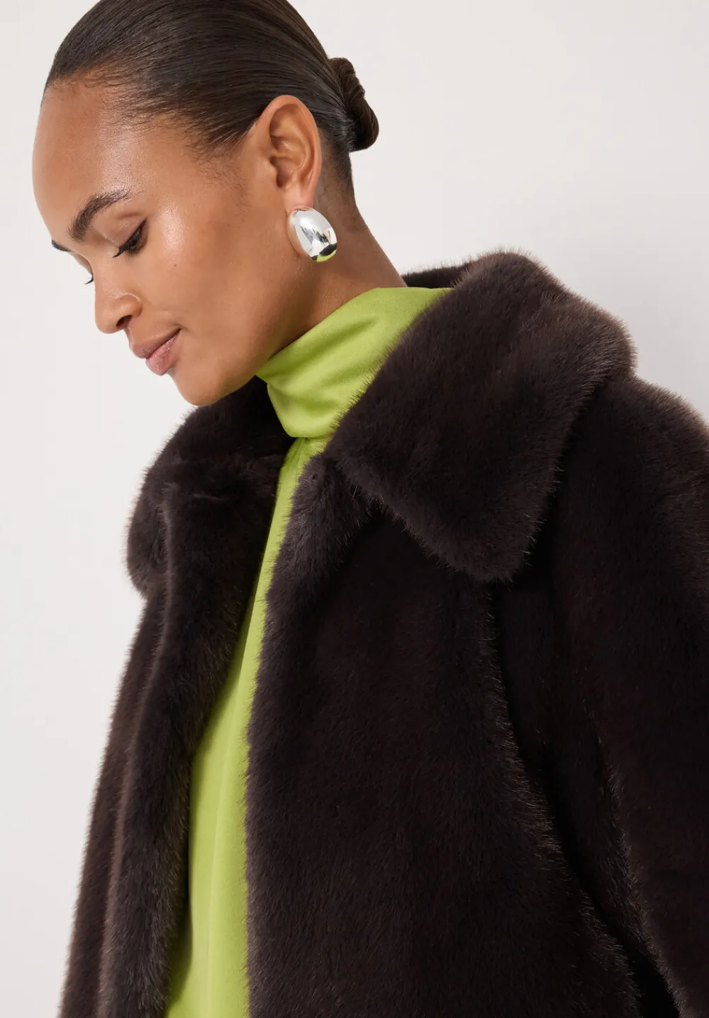 hush Jackets & Coats|Freya Faux Fur Coat Chocolate brown