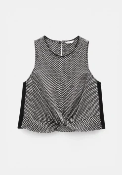 hush Tops & T-Shirts|Front Knot Crop Top Triangles Black