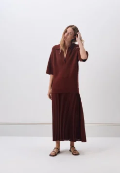 hush Dresses|Gabriela Polo Knit Dress Burgundy Brown