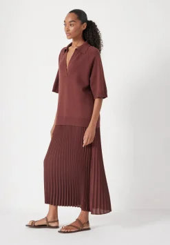 hush Dresses|Gabriela Polo Knit Dress Burgundy Brown