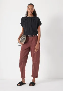 hush Tops & T-Shirts|Shirts & Blouses|Gathered Crew Neck Detail Top Black