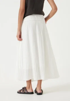 hush Skirts|Gathered Detail Midi Skirt Ecru White