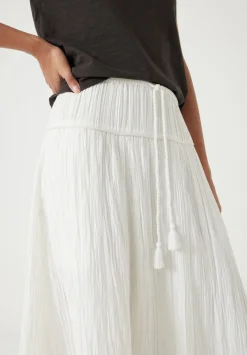 hush Skirts|Gathered Detail Midi Skirt Ecru White