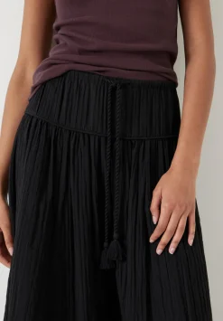 hush Skirts|Gathered Detail Midi Skirt Washed Black